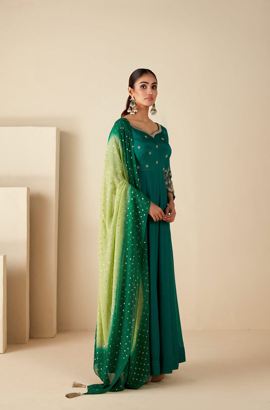 Green Zardosi Embroidered Anarkali Suit