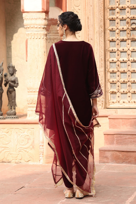 Wine Dhoti Set
