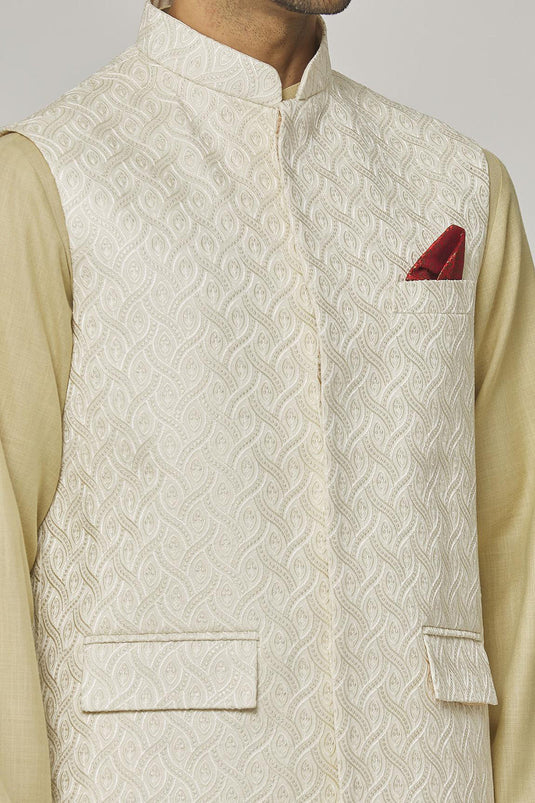 Vikramaditya Embroidered Bundi & Kurta Set