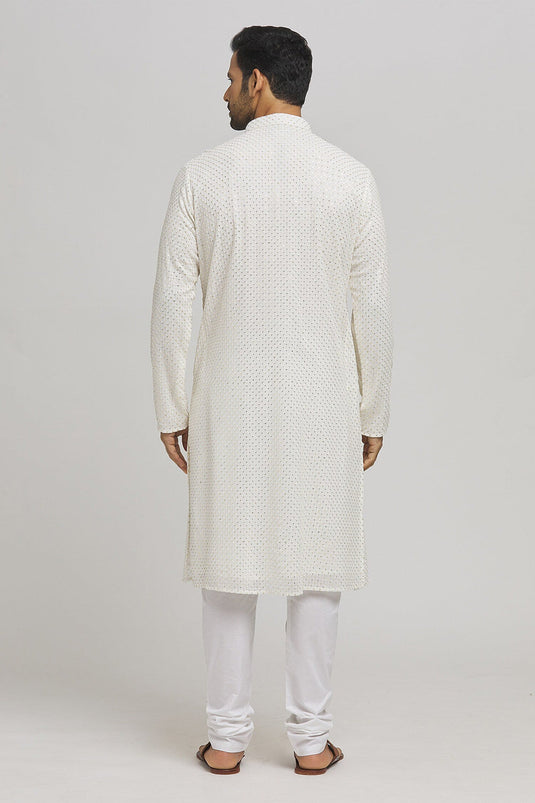Sonabarfi Embroidered Cotton Kurta & Churidar Set