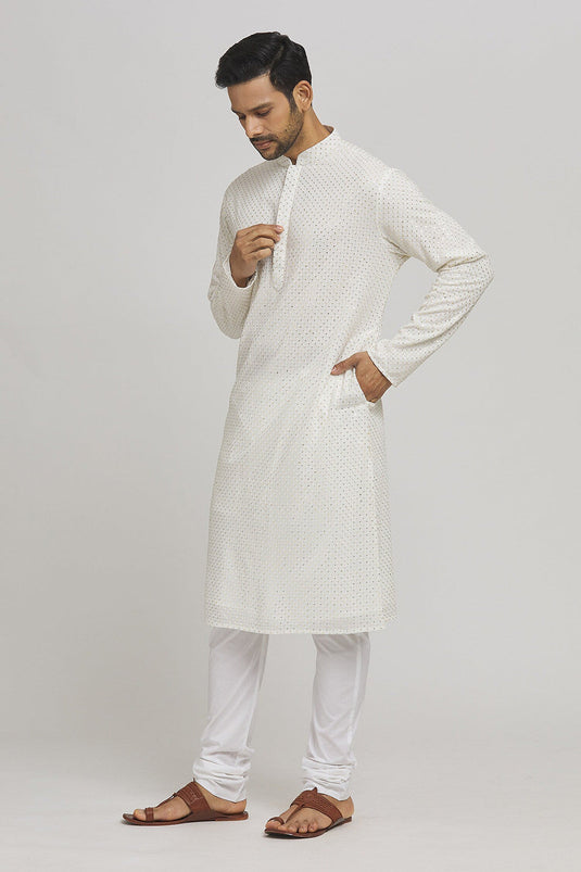 Sonabarfi Embroidered Cotton Kurta & Churidar Set