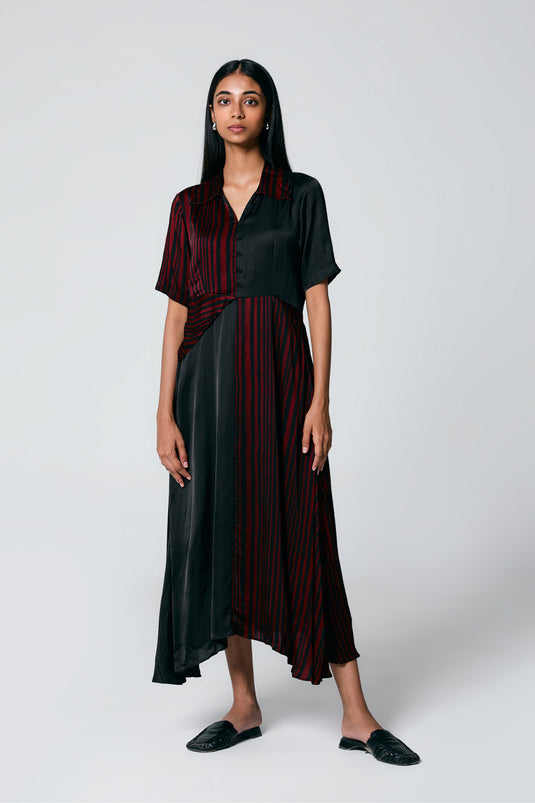 Half and Half dress - Maroon