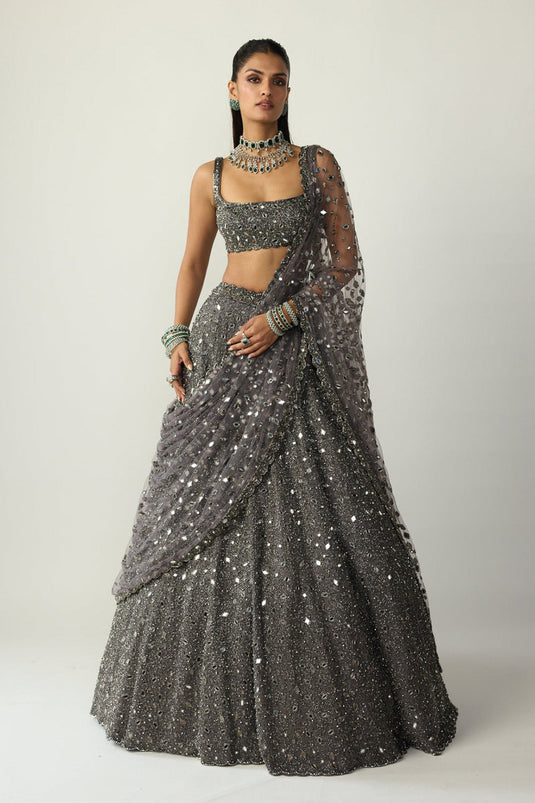 Metallic Grey Lehenga Set