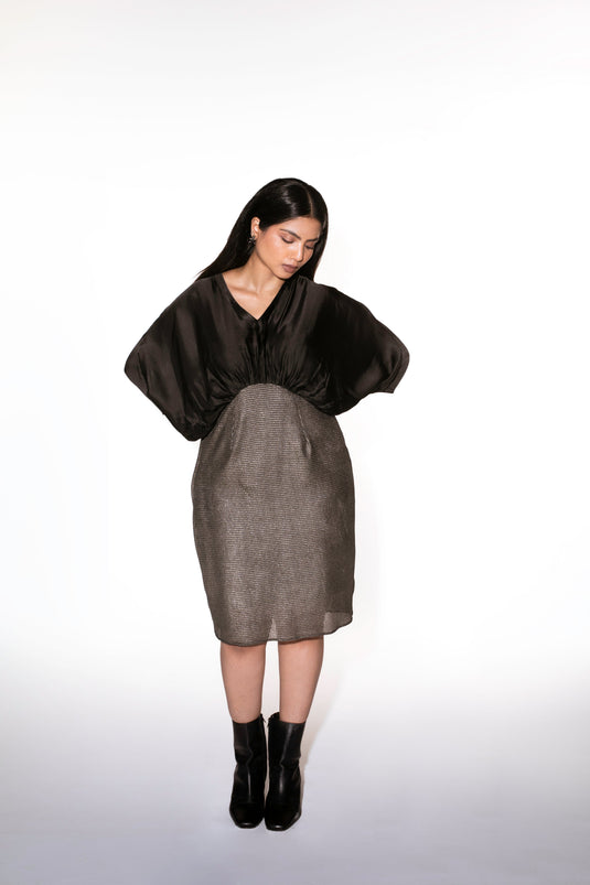 Metallic Gather Dress