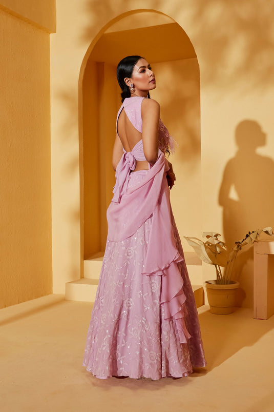 LILAC FEATHER LEHENGA SET