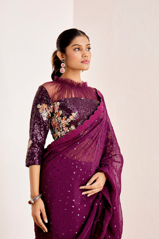 WINE ELEGANT SAREE