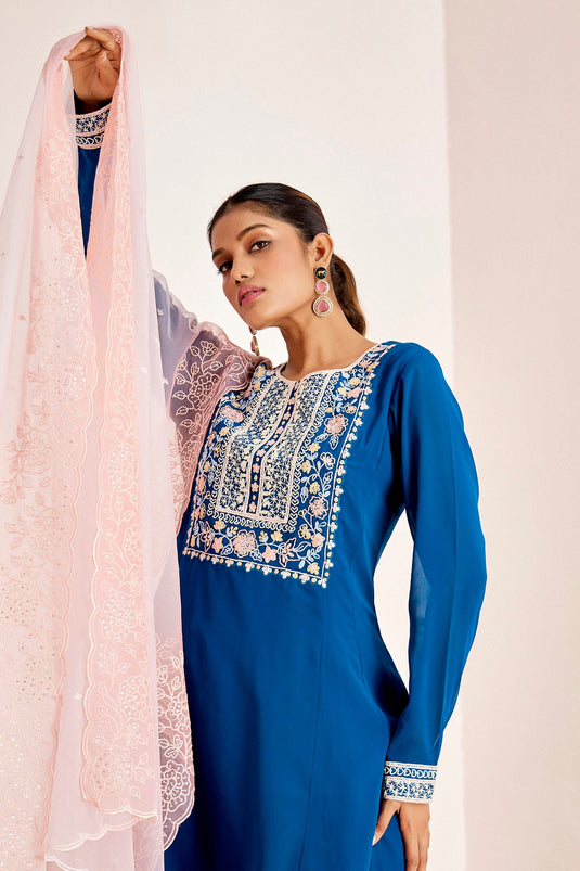 TEAL BLUE SHORT ANARKALI SET
