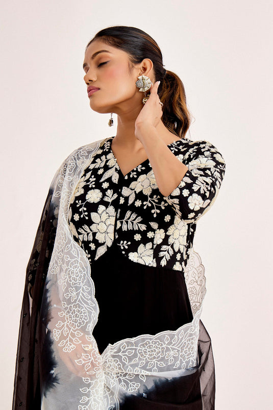 BLACK - WHITE ANARKALI