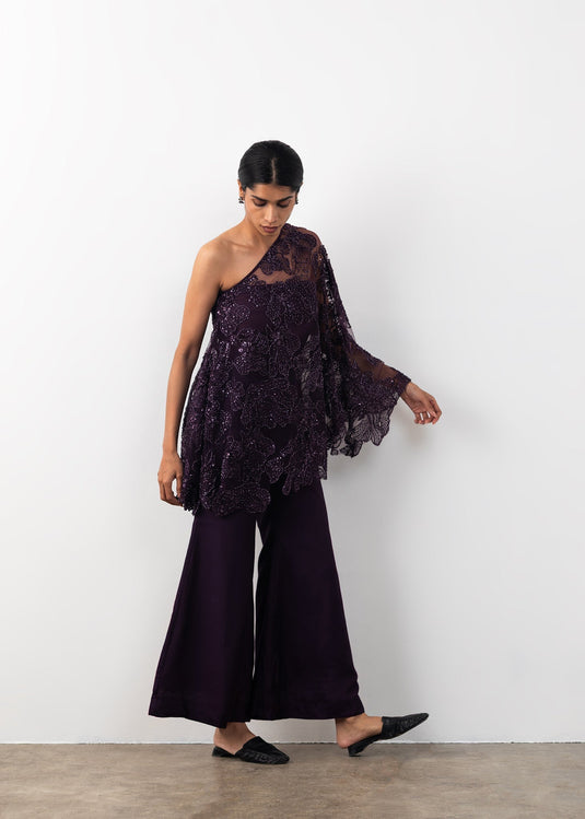 Embroidered One Shoulder Coord