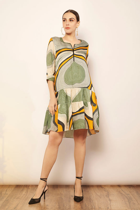 Printed Short Tiered Dress