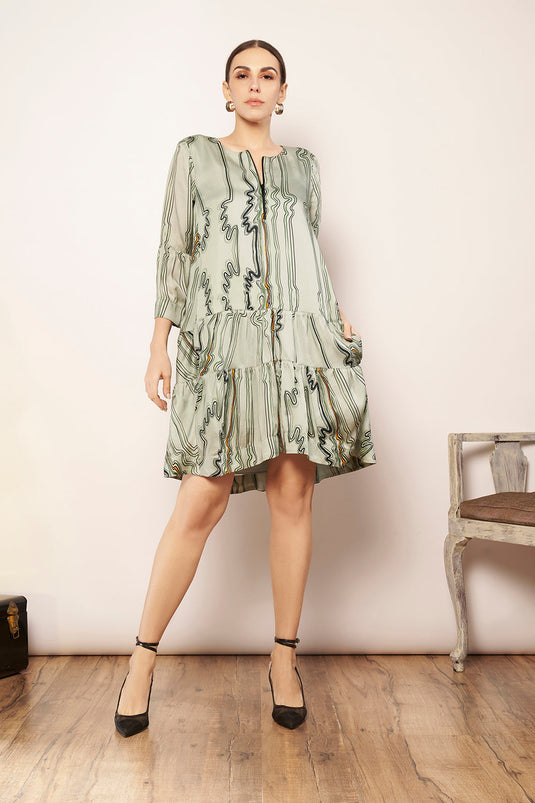 Printed Short Tiered Dress