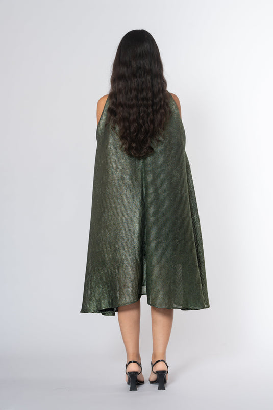 Metallic Cold Shoulder Dress