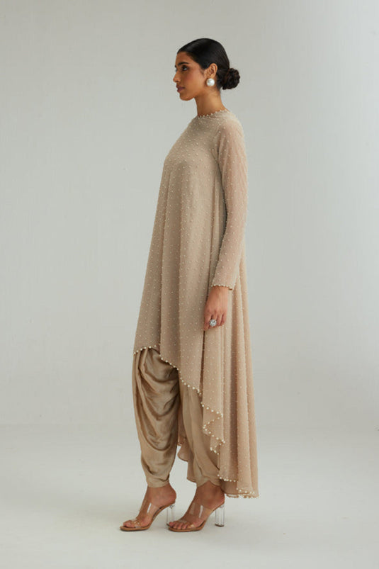 Light Beige pearl Kurta Set