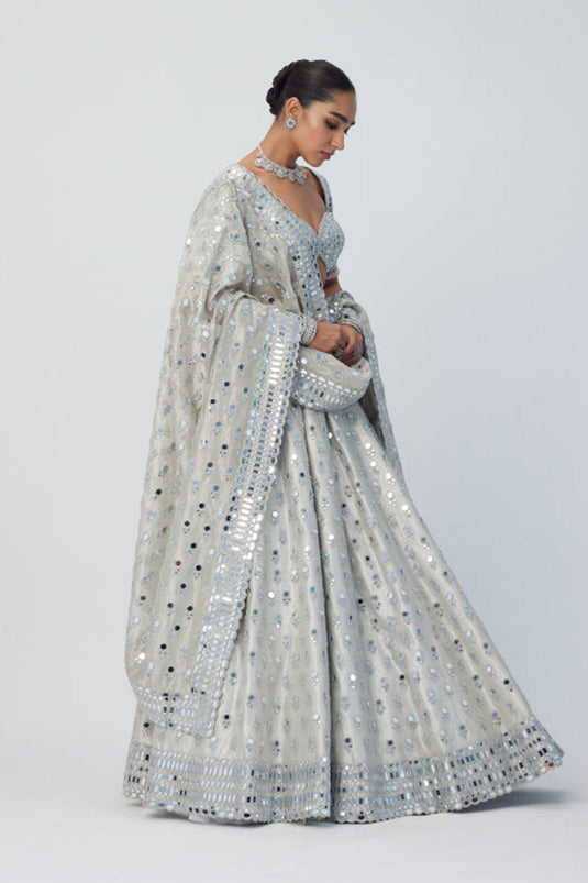 Silver Shimmer Organza Lehenga Set