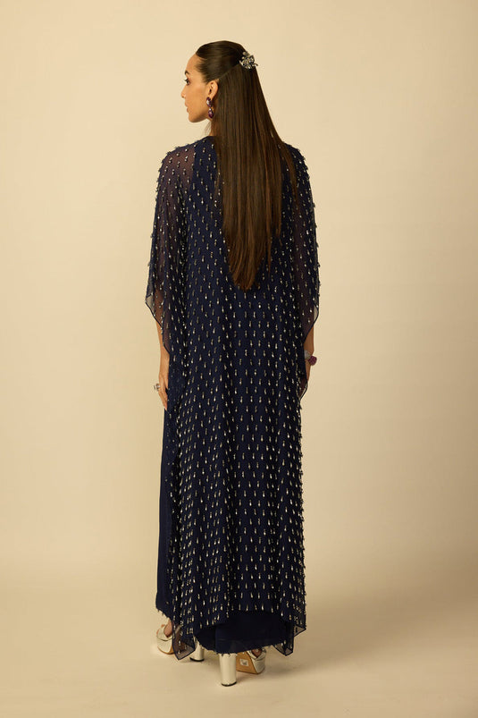 Deep Blue Silver Drop Kaftan