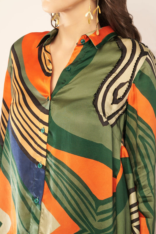 Green/Orange High Low Top