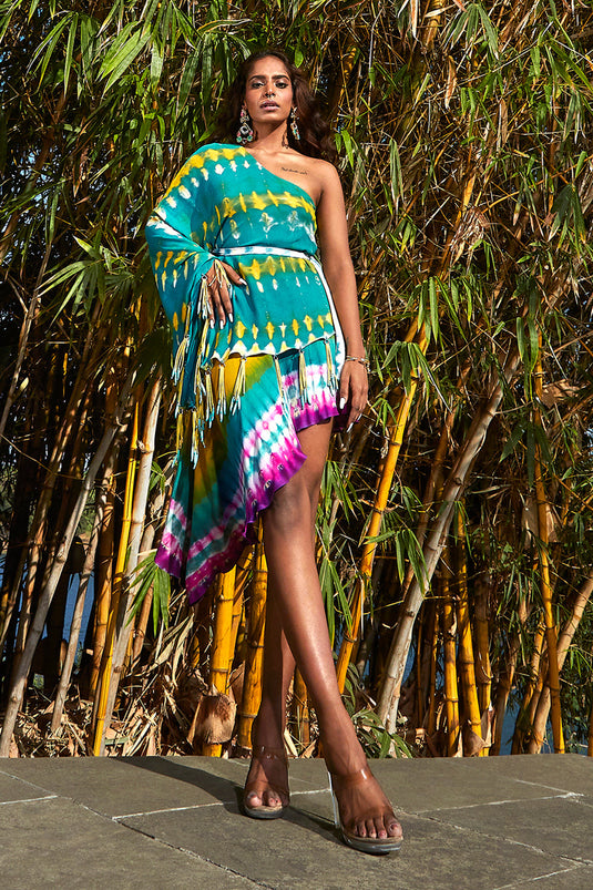 Green One Shoulder Dress