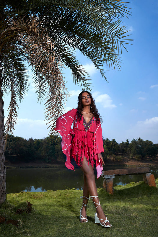 Pink Romper With Ruffles