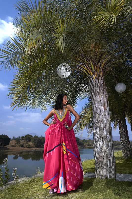 Pink Printed Maxi Dress