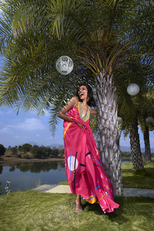 Pink Printed Maxi Dress