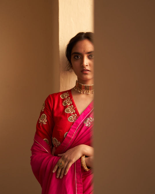 Gulabi Rani Zardosi Saree & Blouse