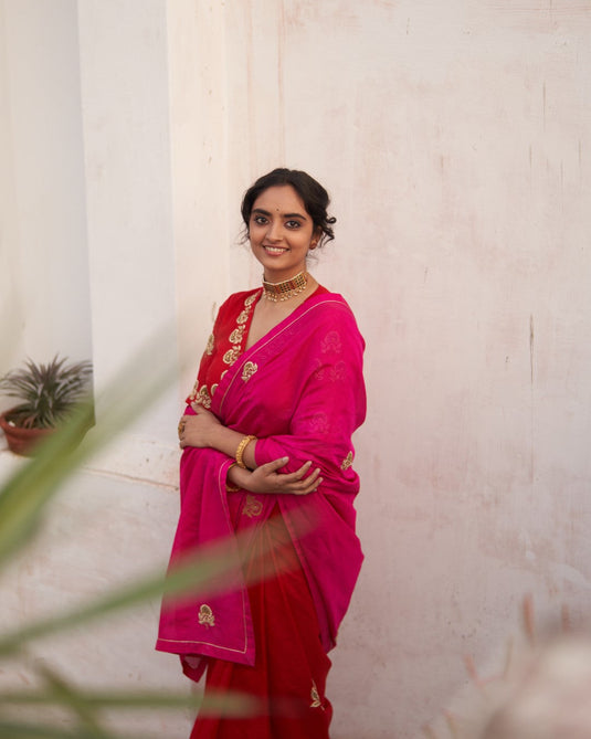 Gulabi Rani Zardosi Saree & Blouse