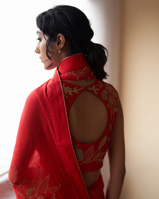 Surkh laal Zari Sitara Blouse