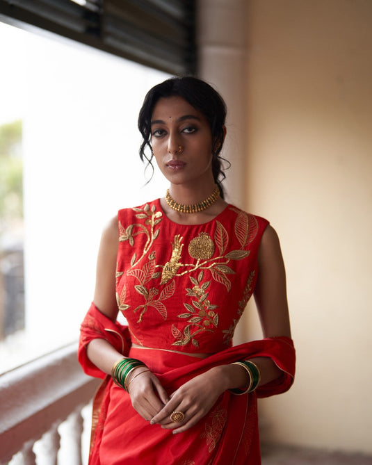 Surkh laal Zari Sitara Blouse