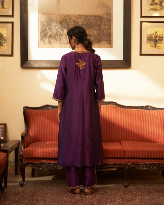 Rani Jamuni Sunahri Pleated Kurta set