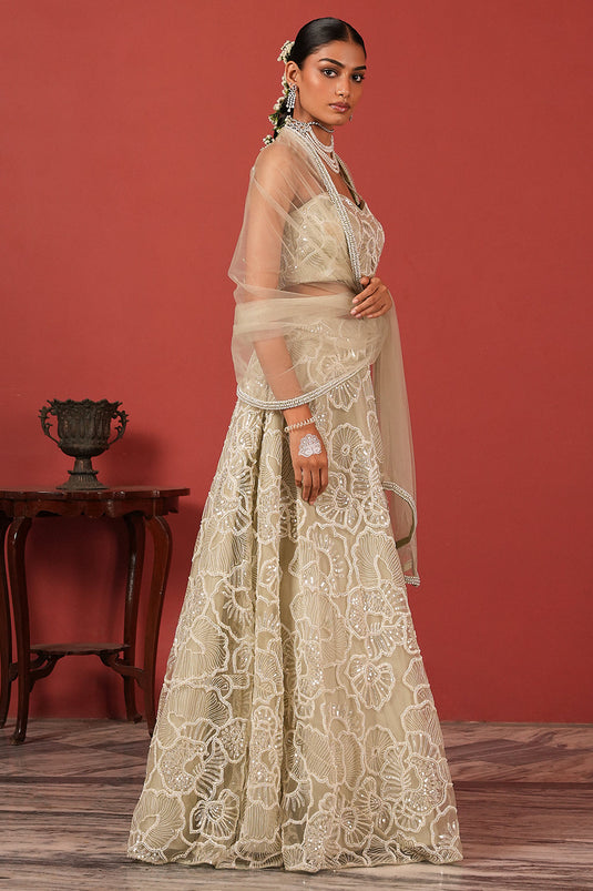 Green Bustier Blouse Lehenga Set