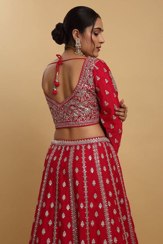 Humsa Embroidered Sequin And Zari Work Bridal Lehenga Set