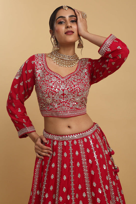 Humsa Embroidered Sequin And Zari Work Bridal Lehenga Set