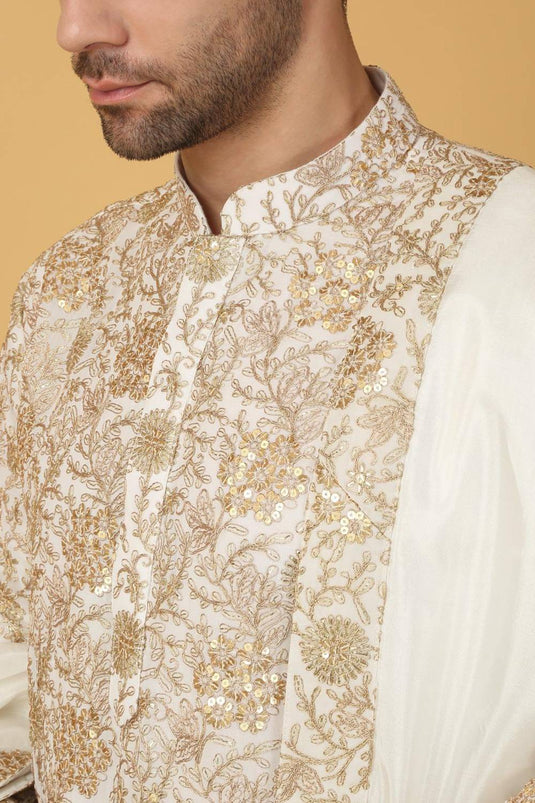 Zar Firdaus Embroidered Kurta Set - Ivory