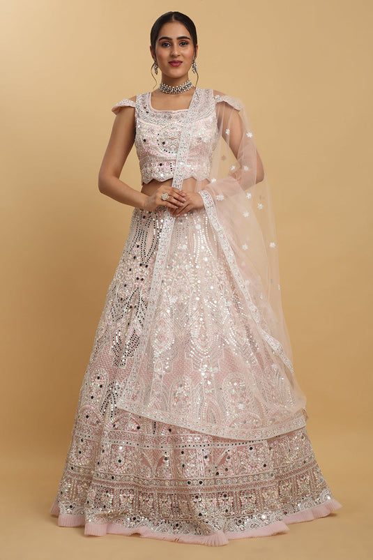 Shahi Mirror Embroidered Layered Lehenga Set