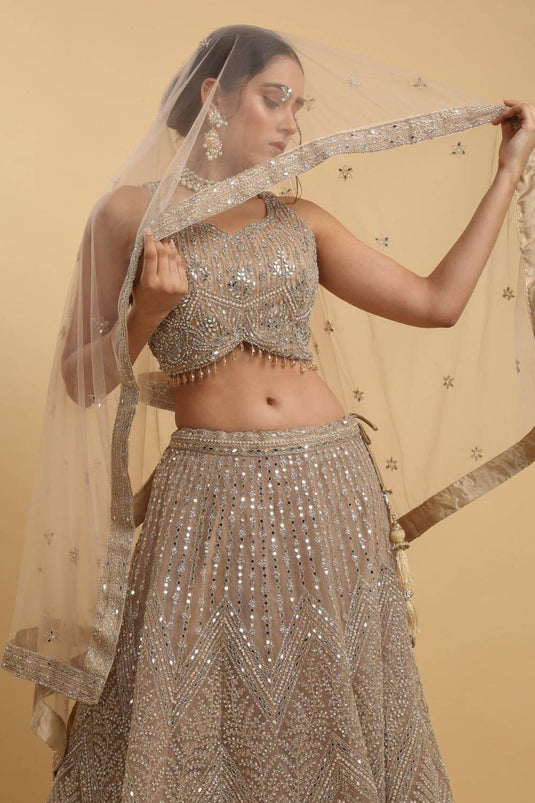 Heer Mirror And Zari Embroidered Lehenga Set
