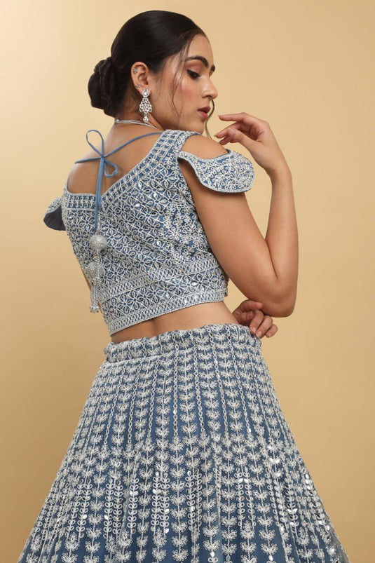 Suhana Mirror Embroidered Leaf Neck Lehenga Set