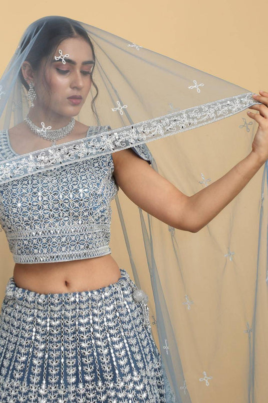 Suhana Mirror Embroidered Leaf Neck Lehenga Set