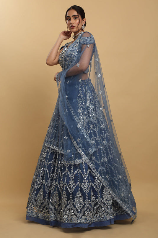Rangrez Mirror Embroidered Layered Lehenga Set