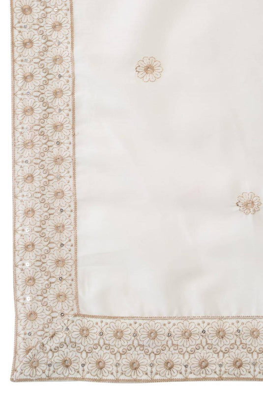 Nawaab Embroidered Kurta Dupatta Pants Set - Cream