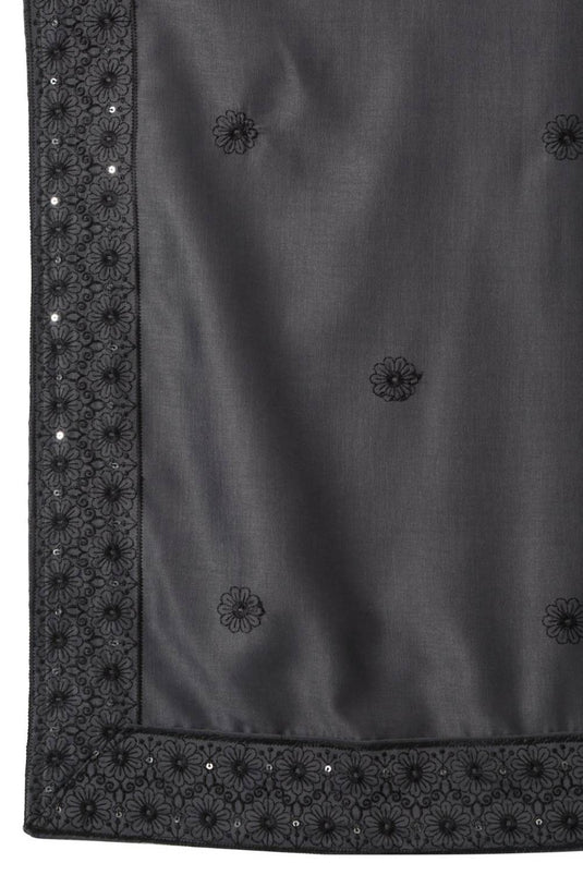 Nawaab Embroidered Kurta Dupatta Pants Set - Grey