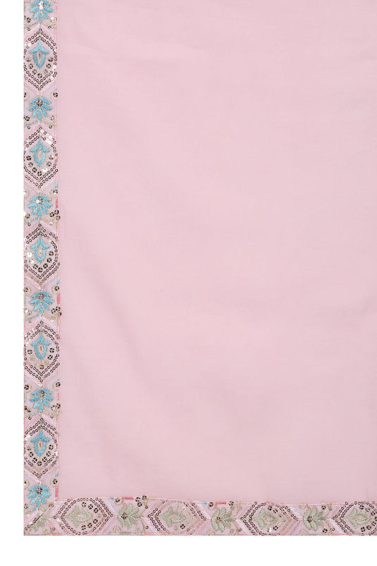 Samaroh Embroidered Leaf Kurta Patiala Set - Pastel Pink
