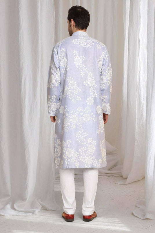 Aham Gulistaan Embroidery Thread Kurta Set - Pastel Purple