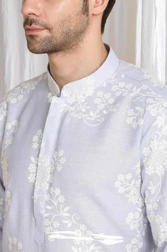 Aham Gulistaan Embroidery Thread Kurta Set - Pastel Purple