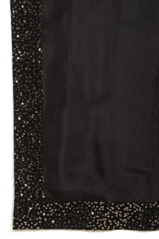 Sequins Ombre Embroidered Kurta Dupatta Set - Black