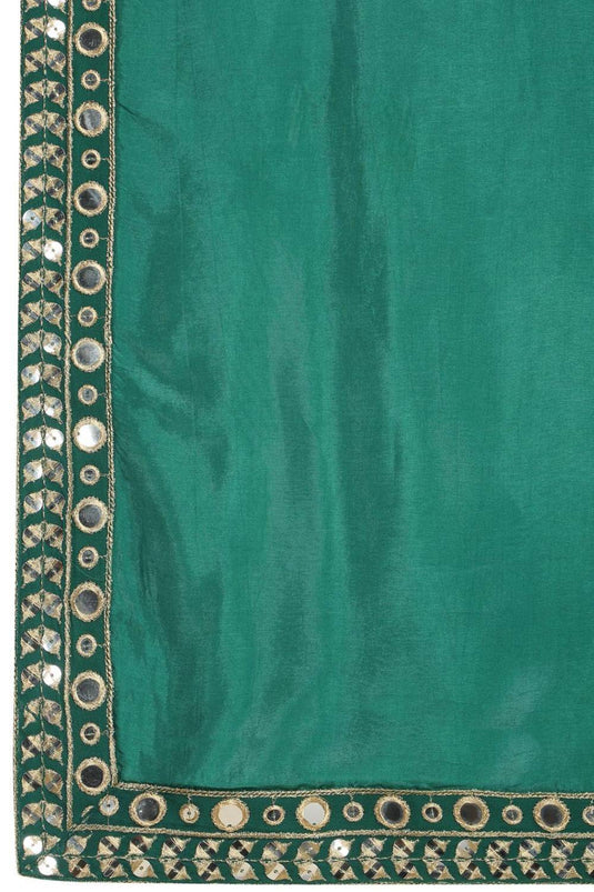 Festive Green Golden Thread Embroidered Kurta Dupatta Set