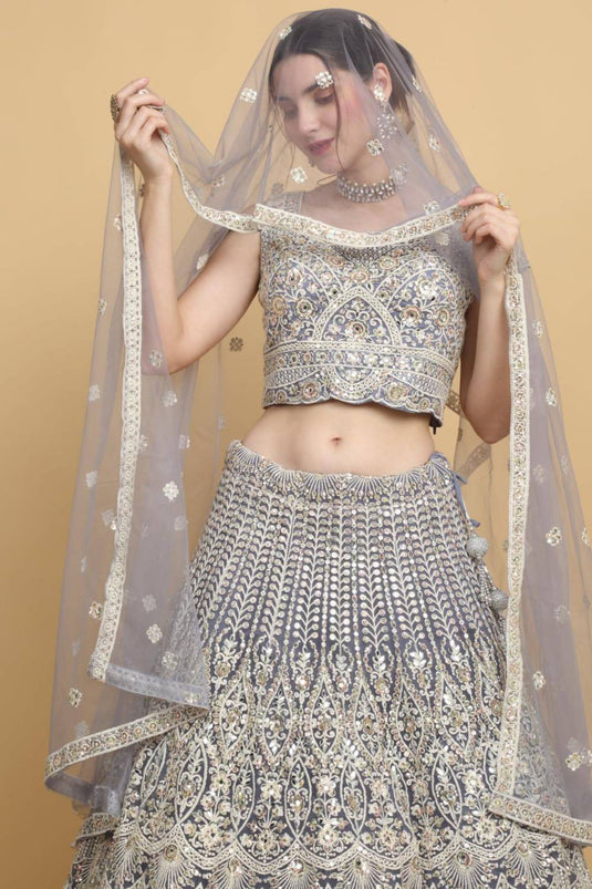 Mayur-upwan Embroidered Floral Bridal Lehenga Set