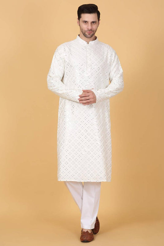 Mirror Embroidered Barfi Work Kurta Set