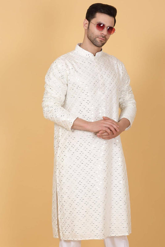 Mirror Embroidered Barfi Work Kurta Set