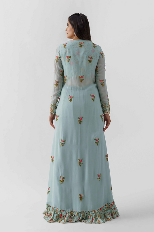 Light Blue Georgette Jacket Set