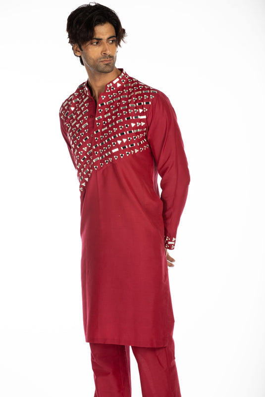 Burgundy Embroidered Set
